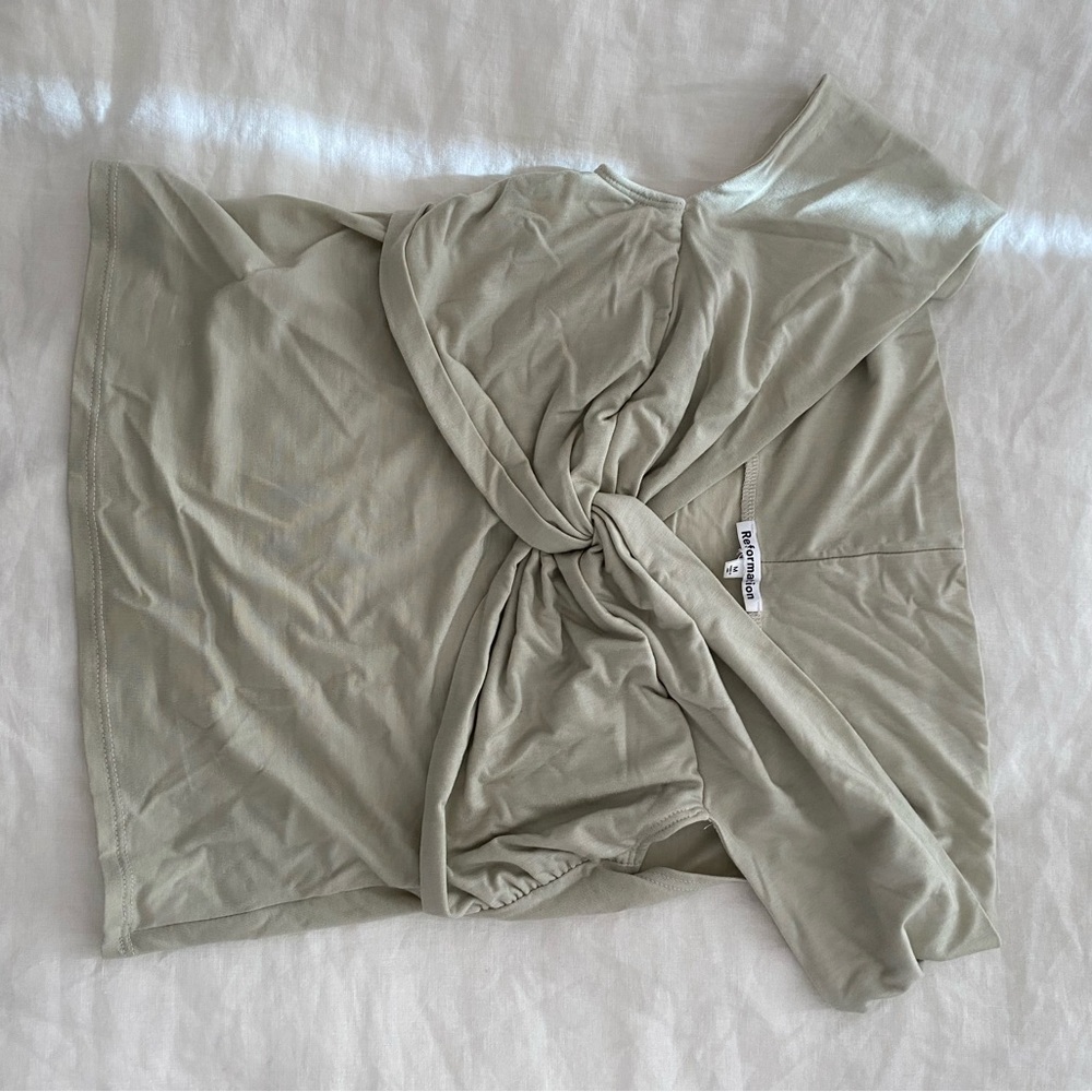 Reformation Sage Green Twist-Front Tank Top